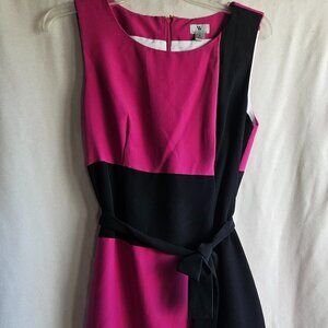 Worthington Size 6 dress, Pink and black with belt.